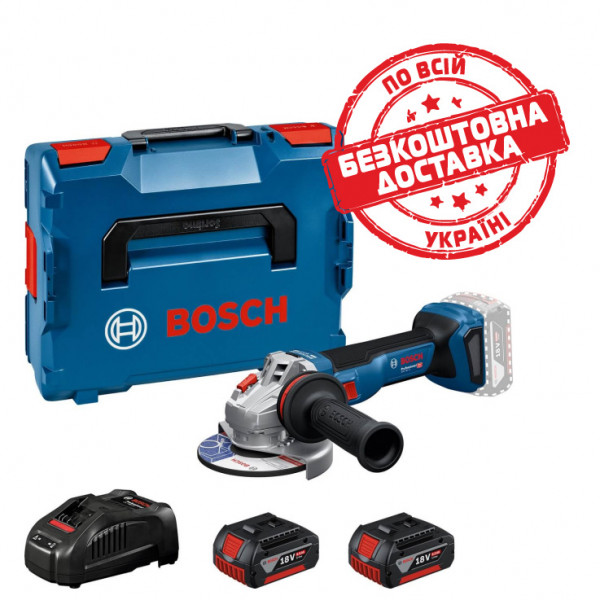 Акумуляторна кутова шліфмашина Bosch Professional GWS 18V-11 з 2 акб GBA 18V 5 Ah та з/п GAL 1880 CV, в L-BOXX 136 06019N4103