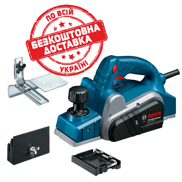 Рубанок Bosch Professional GHO 6500 із паралельним упором, заточуючим пристроєм, калібрувальним шаблоном 0601596000