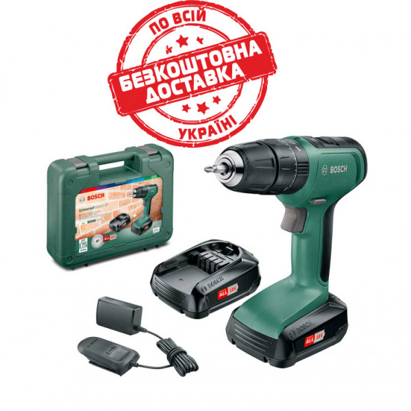 Дриль ударний Bosch UniversalImpact 18 в чемодані з 2 акб PBA 18V 1,5Ah W-A та з/п AL 1810 CV 06039C8101