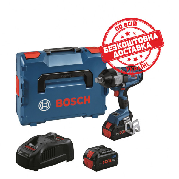 Акумуляторний ударний гайкокрут Bosch Professional GDS 18V-1600 HC з 2 акб ProCORE18V 8 Ah та з/п GAL 1880 CV, з модулем Bluetooth в L-BOXX 136 06019M1002