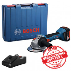 Акумуляторна кутова шліфмашина Bosch Professional GWS 18V-8 з акб GBA 18V 4 Ah та з/п GAL 18V-40, в кейсі 06019N9021