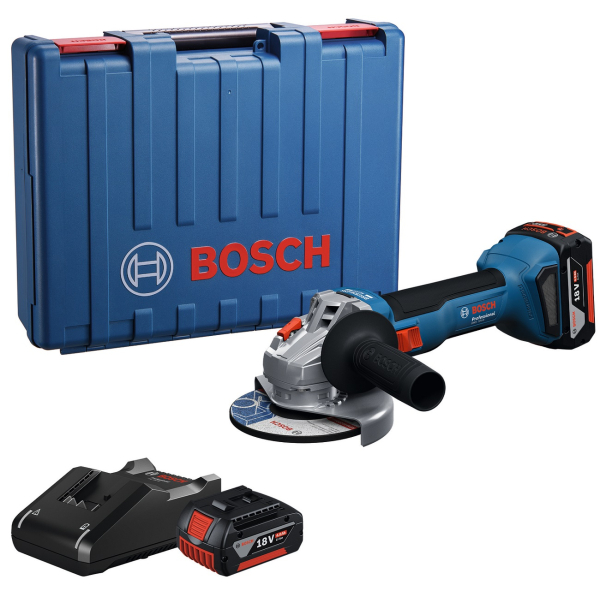 Акумуляторна безщіткова кутова шліфувальна машина Bosch GWS 18V-8 (06019N9020) валіза (Full - 2 аку 4Ah та ЗП)