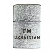Запальничка бензинова Zippo Ukraine Classic Street Chrome гравіювання "I am UKRAINIAN" срібляста (207 IMU)