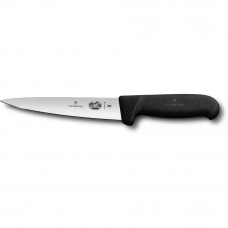 Ніж кухонний для м'яса обробний 18 см універсальний Victorinox Fibrox Sticking пряме лезо ладка кромка Чорний (5.5603.18)