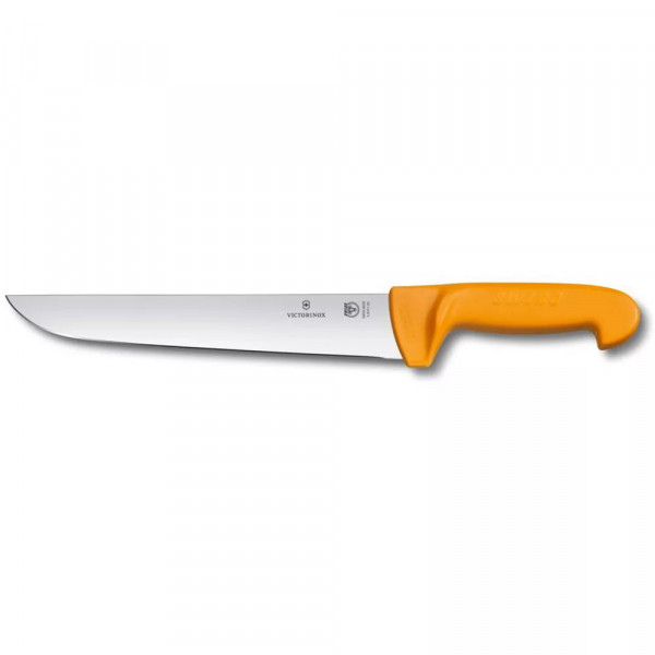 Ніж кухонний м’ясника 26 см Victorinox SWIBO Butcher гладке пряме лезо Жовтогарячий (5.8431.26)