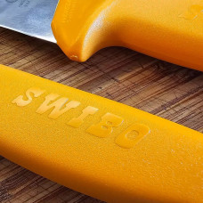 Ніж кухонний м’ясника 22 см Victorinox SWIBO Butcher вигнуте гладке лезо Жовтогарячий (5.8435.22)