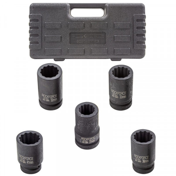 Набір головок ударних глибоких 1''5пр.(12гр.)(27,32,33,36,41мм), в кейсі ROCKFORCE RF-8051-9MPB Набір головок ударних глибоких 1''5пр.(12гр.)(27,32,33,36,41мм), в кейсі ROCKFORCE RF-8051-9MPB