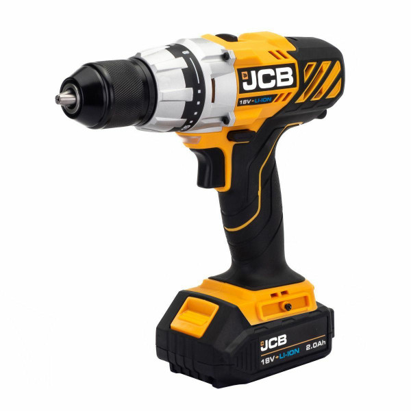 Дриль-шуруповерт акумуляторний (JCB-18DD-BE) 18V, max 45Nm в комплекті із зарядним пристроєм (JCB-18VFC-E) 2.4A та батареєю акумуляторною (JCB-20LI-E) JCB-18DD-2X-E