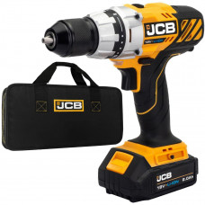 Дриль-шуруповерт акумуляторний (JCB-18DD-BE) 18V, max 45Nm в комплекті із зарядним пристроєм (JCB-18VFC-E) 2.4A та батареєю акумуляторною (JCB-20LI-E) JCB-18DD-2X-E