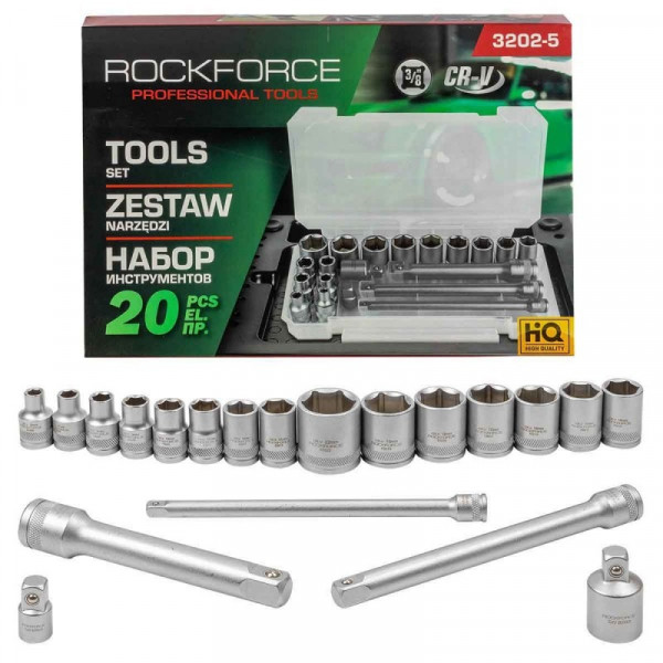 Набір інструментів 20 предметів 3/8" ROCKFORCE RF-3202-5