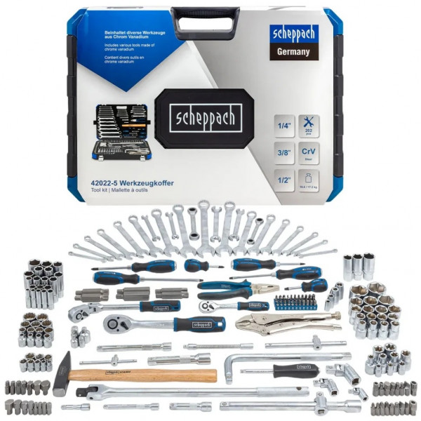 Набір інструментів 202 предмета 1/2", 3/8", 1/4" SCHEPPACH SCH-42022-5