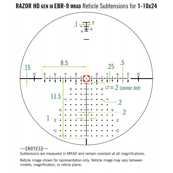 Приціл оптичний Vortex Razor HD Gen III 1-10x24 FFP EBR-9 (MRAD) (RZR-11002) (929465)