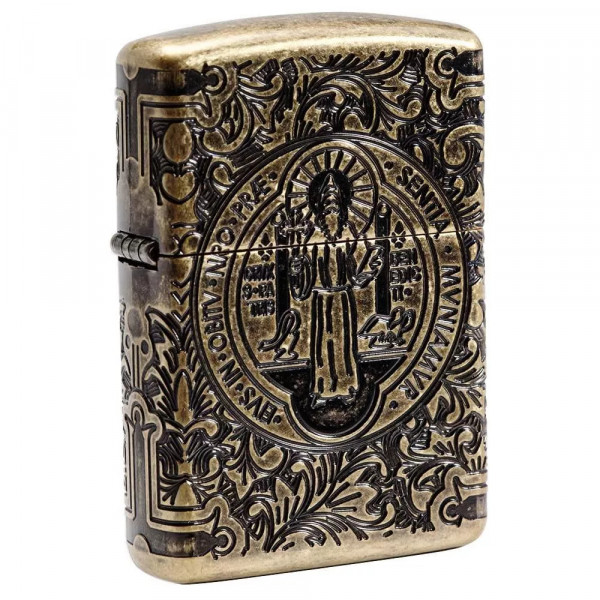 Запальничка армована бензинова Zippo Armor® St. Benedict Antique Brass (29719)