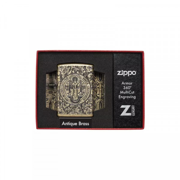Запальничка армована бензинова Zippo Armor® St. Benedict Antique Brass (29719) Запальничка армована бензинова Zippo Armor® St. Benedict Antique Brass (29719)