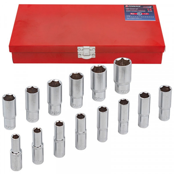 Набір головок глибоких 1/2" 6гр. 14пр. (11-17,19,21-24,27,30) Forsage F-4143-5 Набір головок глибоких 1/2" 6гр. 14пр. (11-17,19,21-24,27,30) Forsage F-4143-5