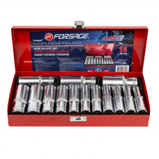 Набір головок глибоких 1/2" 6гр. 14пр. (11-17,19,21-24,27,30) Forsage F-4143-5
