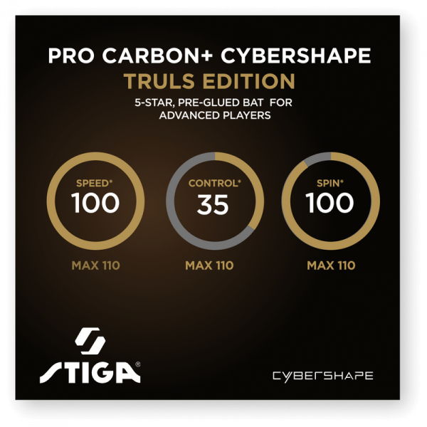 Ракетка для настільного тенісу Stiga Pro Carbon Plus Cybershape Truls Edition 5 Star FL (1215-1306-35) 932354