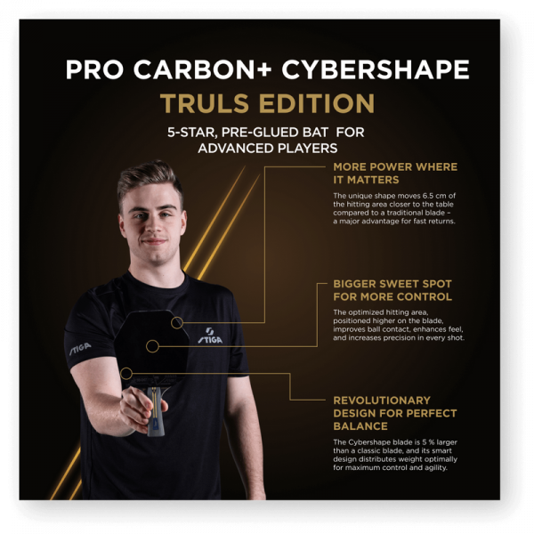 Ракетка для настільного тенісу Stiga Pro Carbon Plus Cybershape Truls Edition 5 Star FL (1215-1306-35) 932354