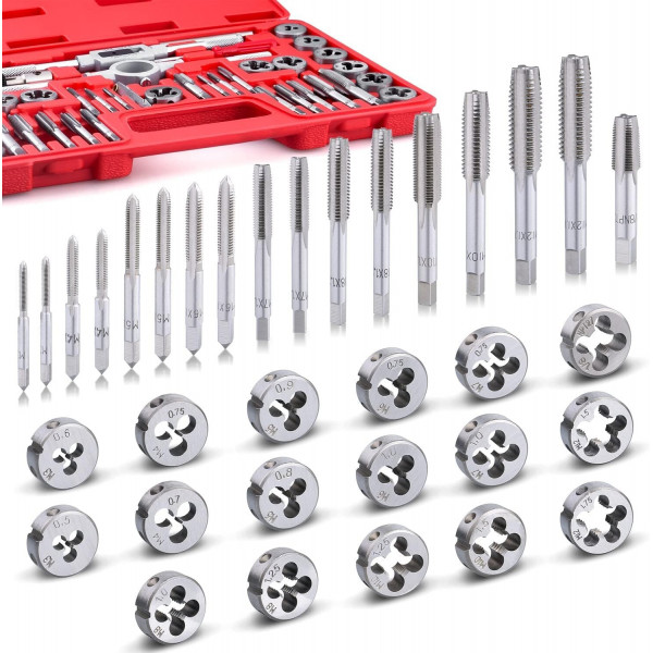 Набор метчиков и плашек метрический 40 пр. REWOLT T1136 Набор метчиков и плашек метрический 40 пр. REWOLT T1136