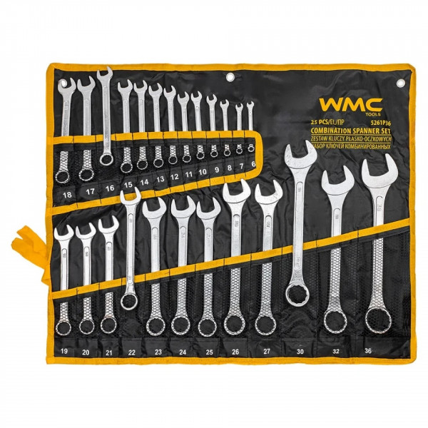 Набір ключів комбінованих 26пр (6-25, 27, 28, 30, 32, 36мм). WMC Tools WT-5261P36