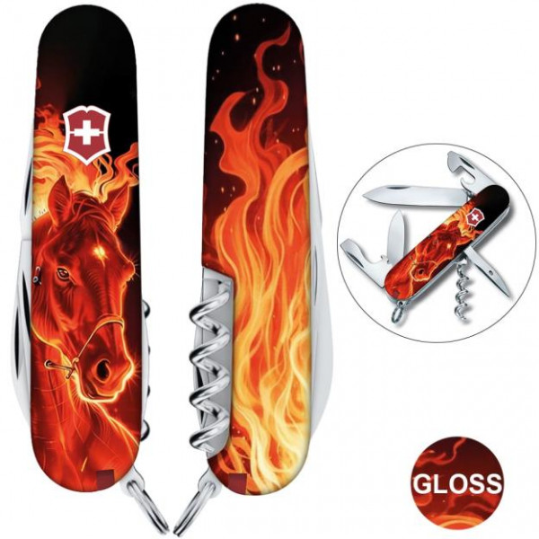 Швейцарський складаний ніж 91мм Victorinox SPARTAN ZODIAC Червоний вогняний кінь 1.3603.Z5200pk