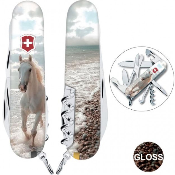 Швейцарський складаний ніж 91мм Victorinox CLIMBER ZODIAC Білий кінь 1.3703.7.Z5270pk