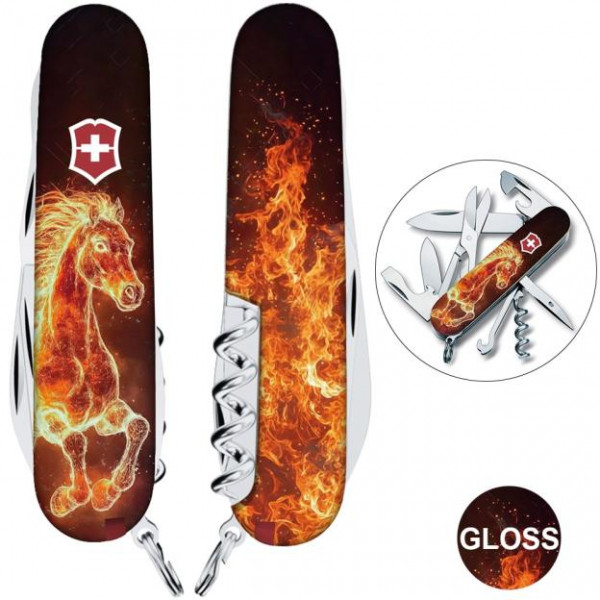 Швейцарський складаний ніж 91мм Victorinox CLIMBER ZODIAC Вогняний кінь 1.3703.Z5210pk