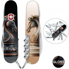 Швейцарський складаний ніж 91мм Victorinox HUNTSMAN ZODIAC Шаховий кінь 1.3713.3.Z5310pk