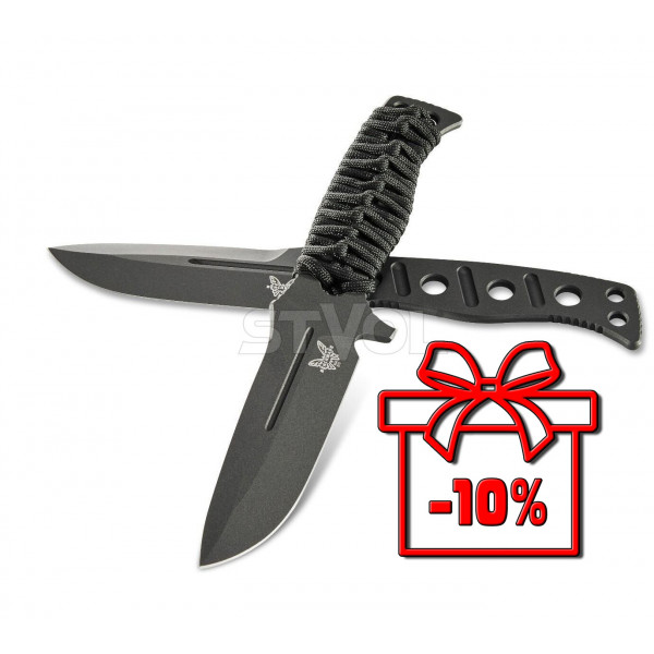 Ніж BenchmadeSibert Adamas, фікс, паракорд, чорний (375BK-1)